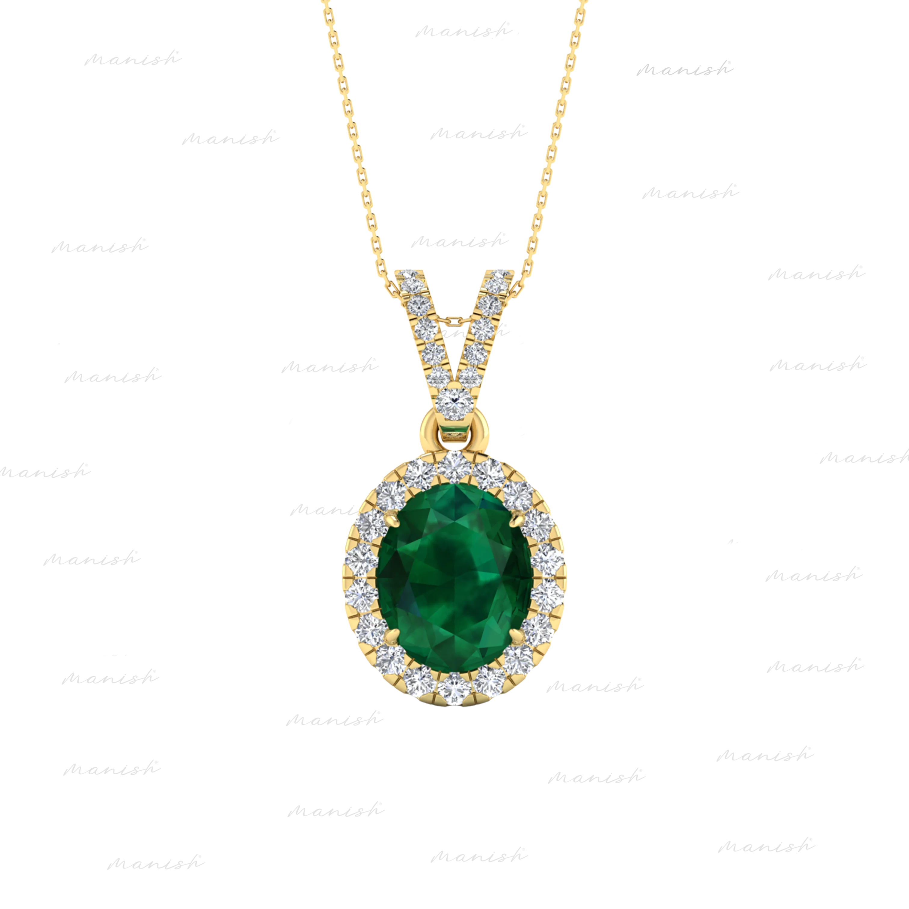 Eloa Diamond and Emerald Pendant